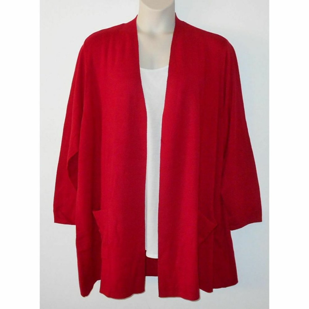 J Jill 4X NEW Red Christmas Cardigan Sweater - Picture 2 of 5